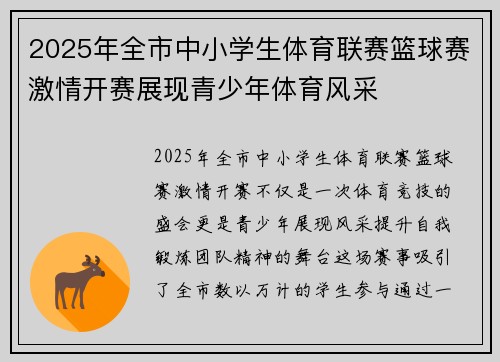 2025年全市中小学生体育联赛篮球赛激情开赛展现青少年体育风采